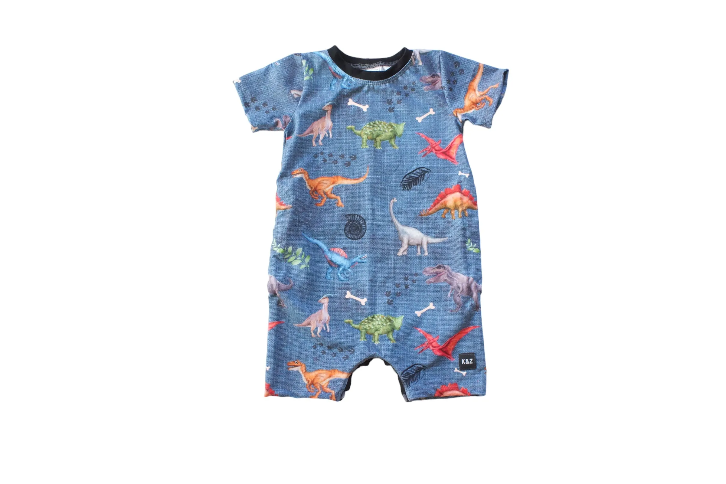 1-3y Vibrant Dino Shorts Romper - Grow With Me