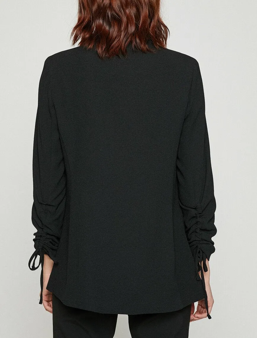 10740 Black Ruched Sleeve Jacket