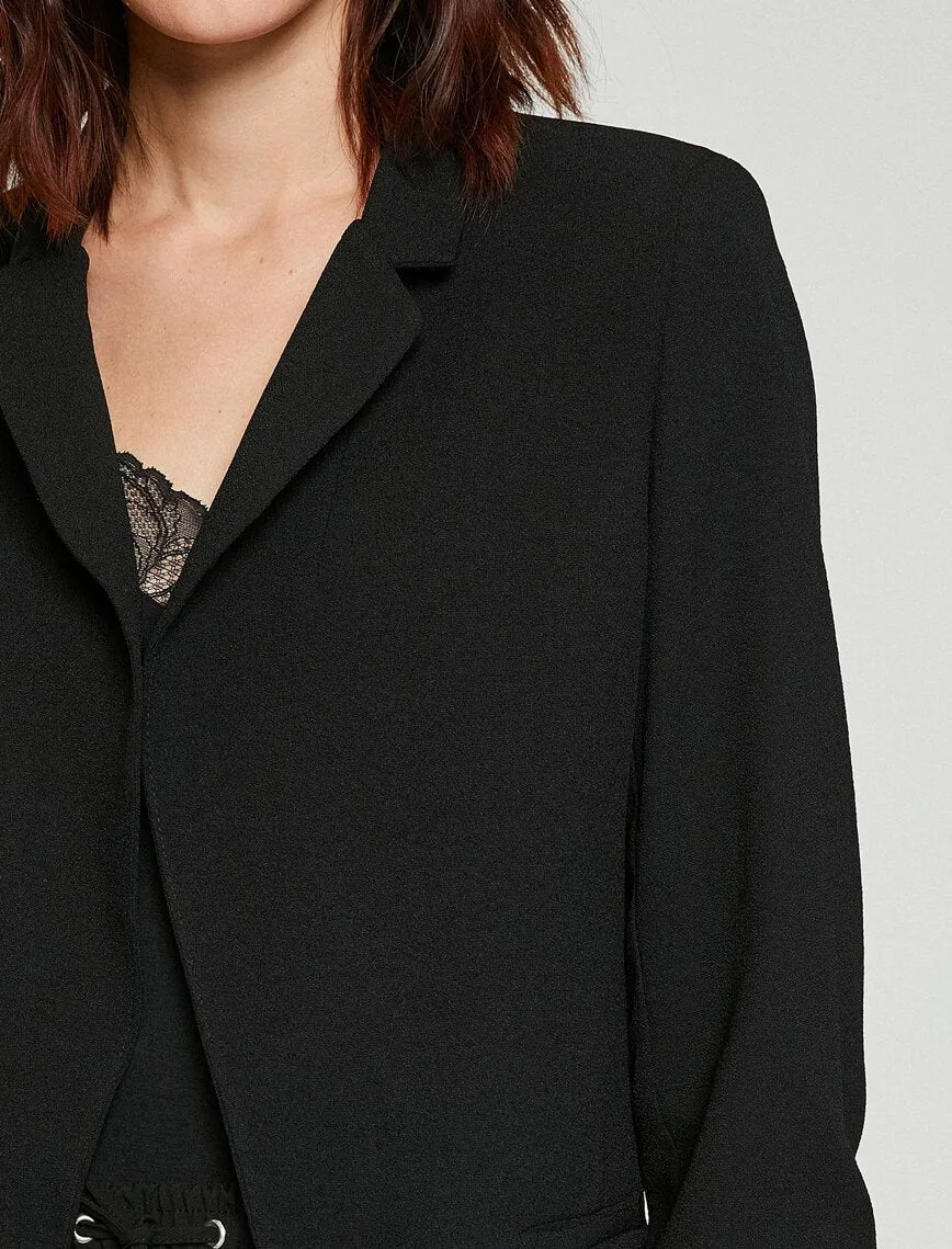 10740 Black Ruched Sleeve Jacket