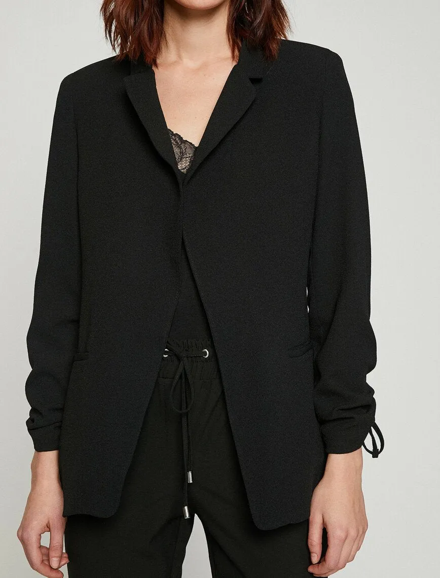 10740 Black Ruched Sleeve Jacket