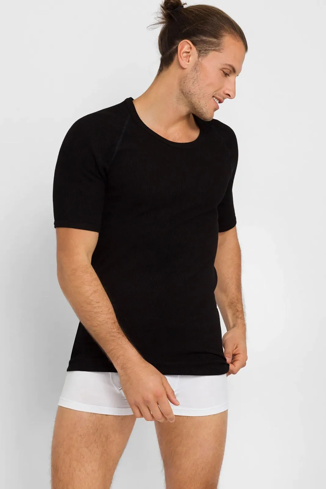 5 Pk Holeproof Aircel Thermal Mens T-shirt Short Sleeve Tee Top MYQ31A Black Waffle Knit