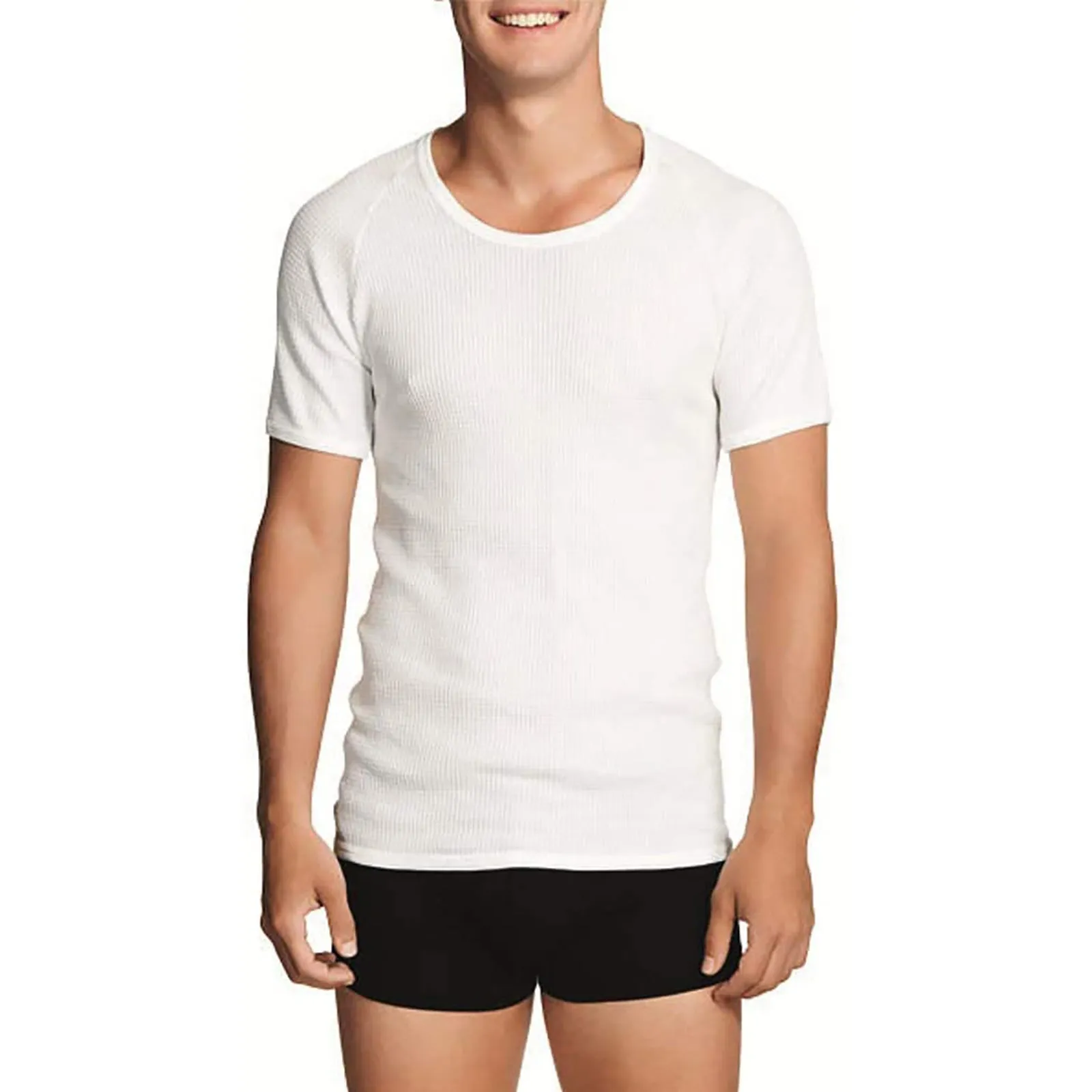 5 Pk Holeproof Aircel Thermal Mens T-shirt Short Sleeve Tee Top MYQ31A White Waffle Knit