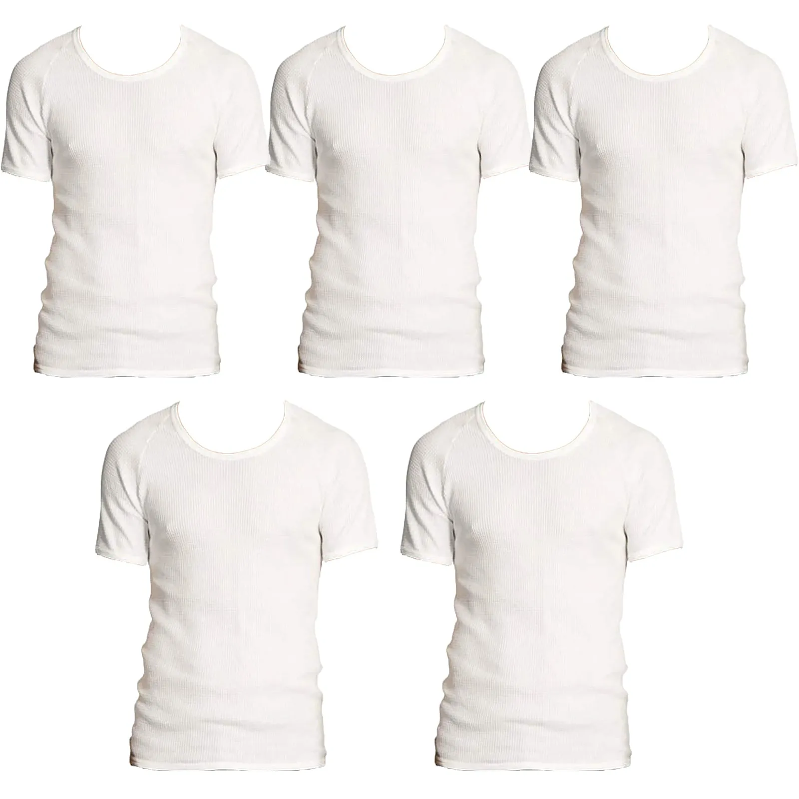 5 Pk Holeproof Aircel Thermal Mens T-shirt Short Sleeve Tee Top MYQ31A White Waffle Knit