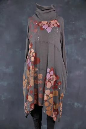 7220 Druid Cowl Dress-Soot-P front and back