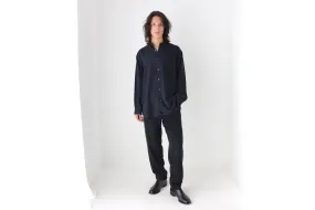 90s PURE FUJI SILK Relaxed Shirt in Midnight Blue