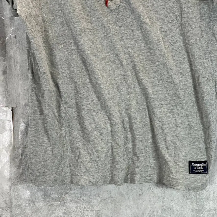 ABERCROMBIE & FITCH Men's Grey Muscle Short-Sleeve Henley T-Shirt SZ M