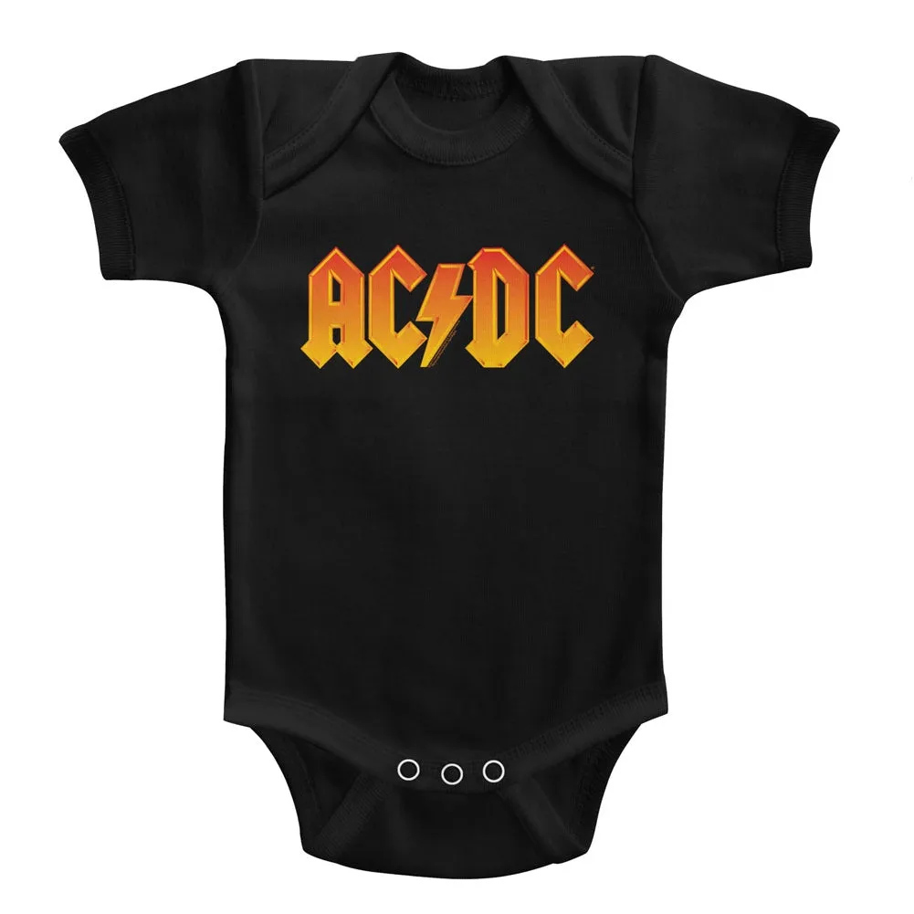 AC/DC Infant S/S Bodysuit - Solid Orange - Solid Black