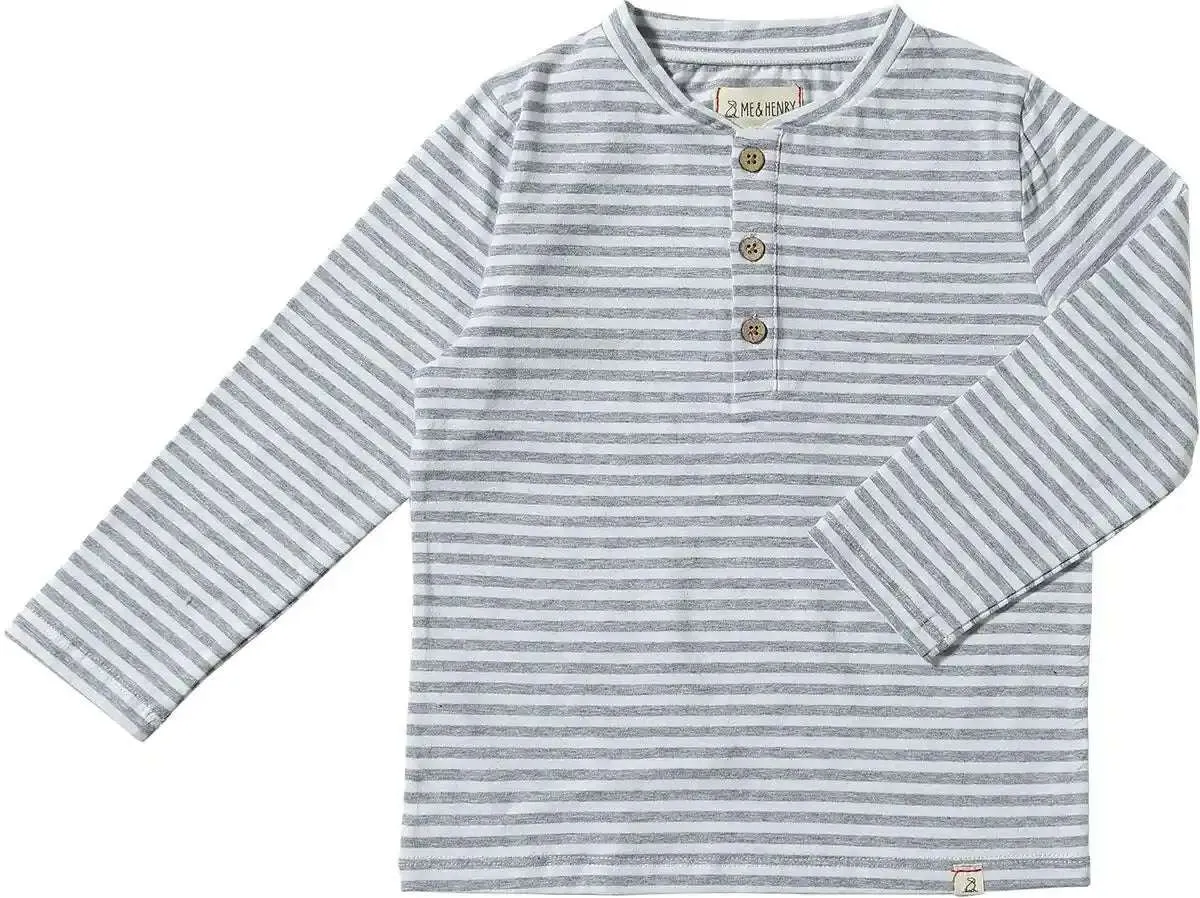 Adams Henley- Grey/white Stripe