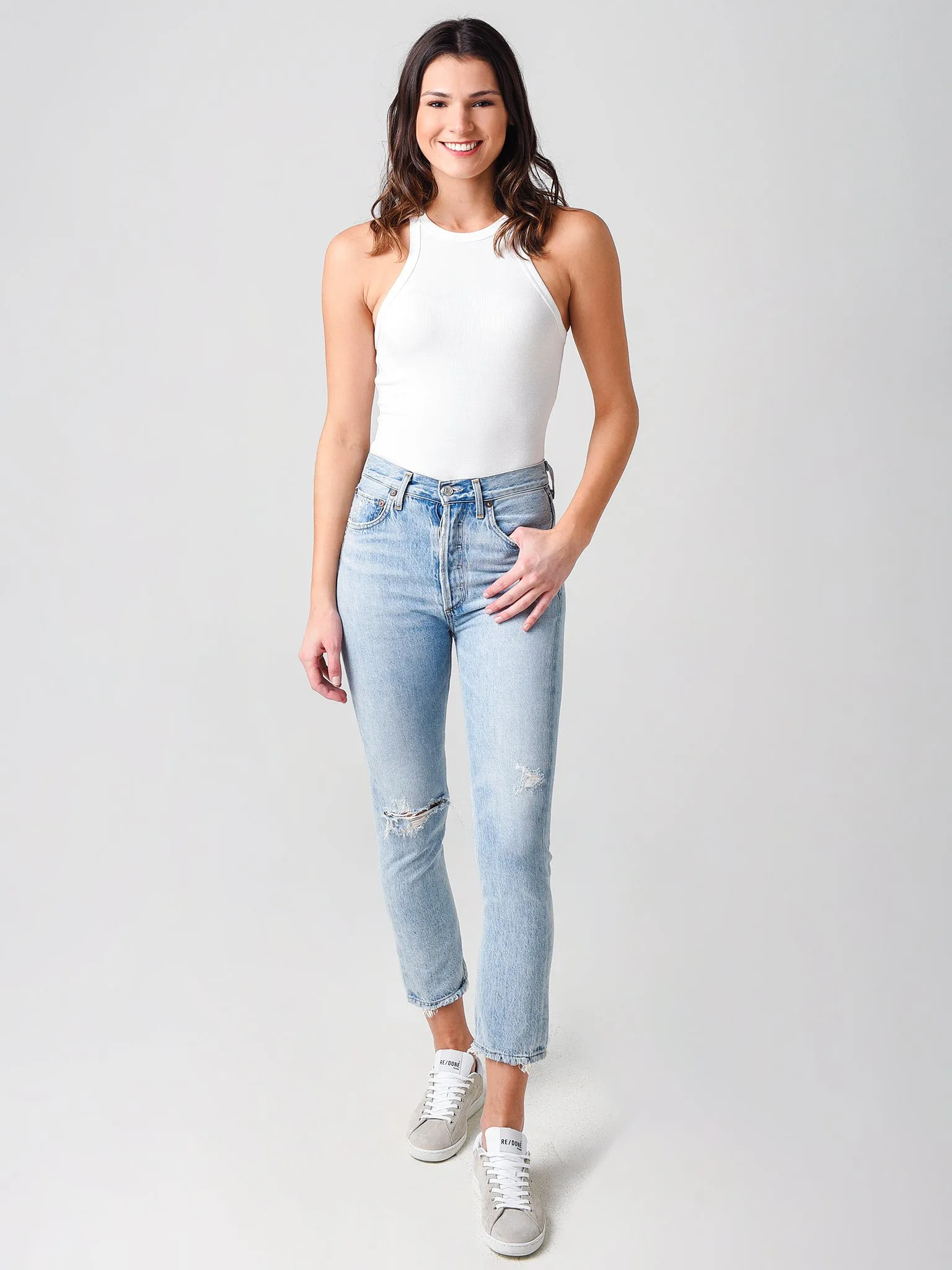 Agolde Women's Rianne High-Neck Racerback Bodysuit