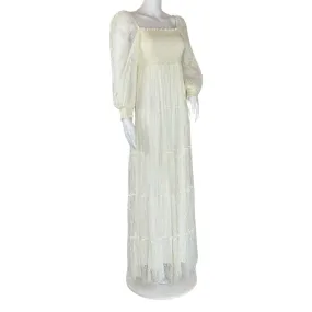 Alice   Olivia Women's Cooper Off White Smocked Bodice Bridal Maxi Dress Sz 0