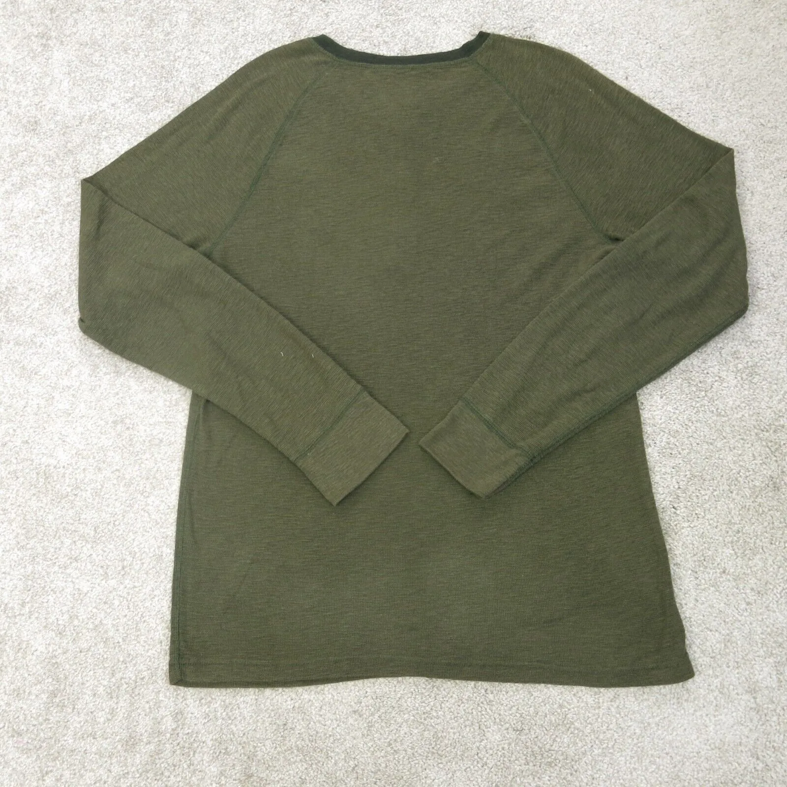 American Eagle Shirt Mens Large Green Heritage Classic Fit Thermal Henley Tee