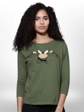 Angry Lion Printed Womens T-Shirt 4 Quarter Sleeve