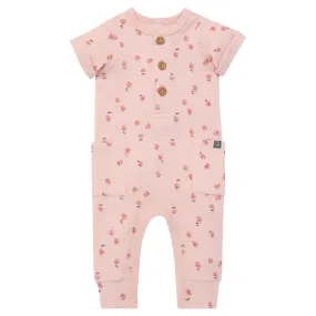 Baby Girls Rose Tossed Daisy Short Sleeve Long Leg Romper