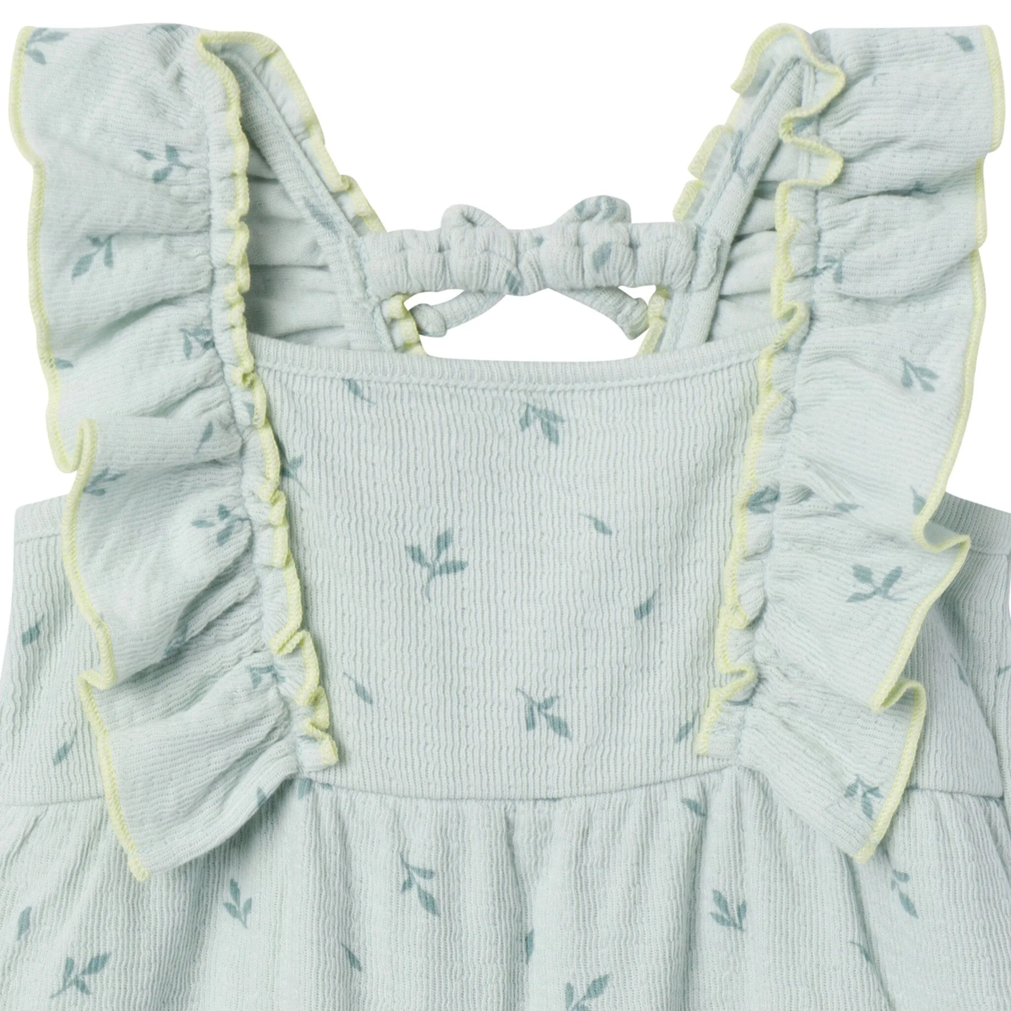 Baby Girls Sky Leaves Ruffles Long Leg Romper