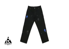 Black Carpenter Pants "Blue Black Crosses"