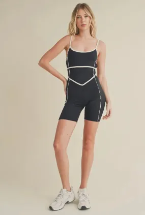 Black Trim Detailing Romper