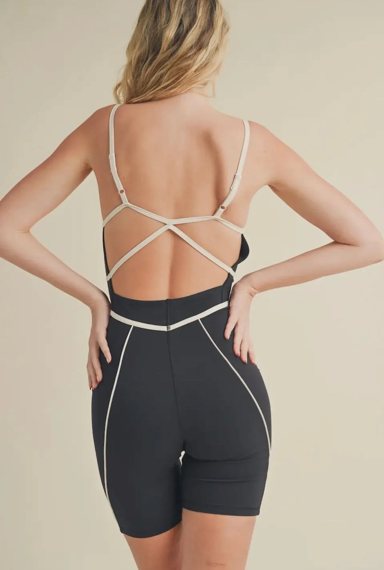 Black Trim Detailing Romper