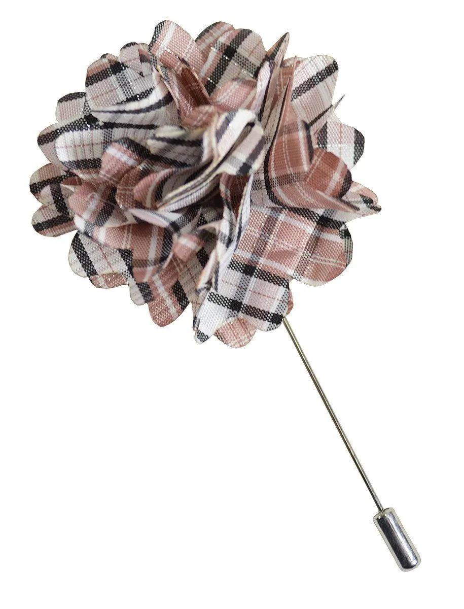 Brown Plaid Lapel Flower
