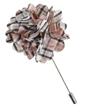 Brown Plaid Lapel Flower
