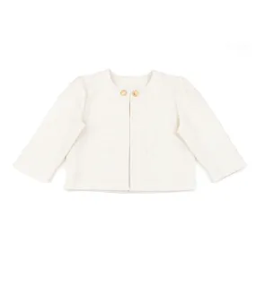 By Debra Girls White Boucle Puff Sleeve Jacket