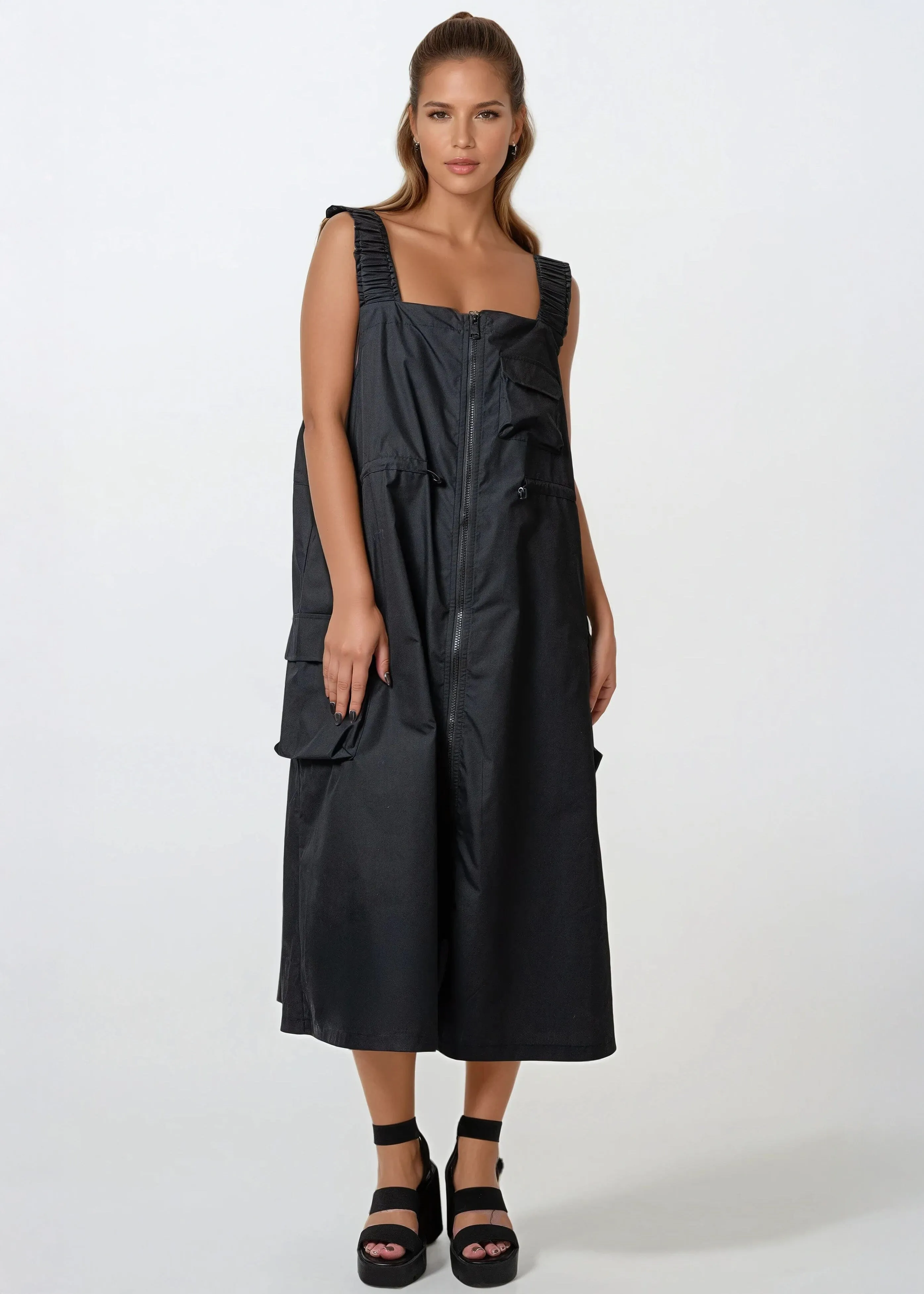 Cargo Core Zip Overall Dress