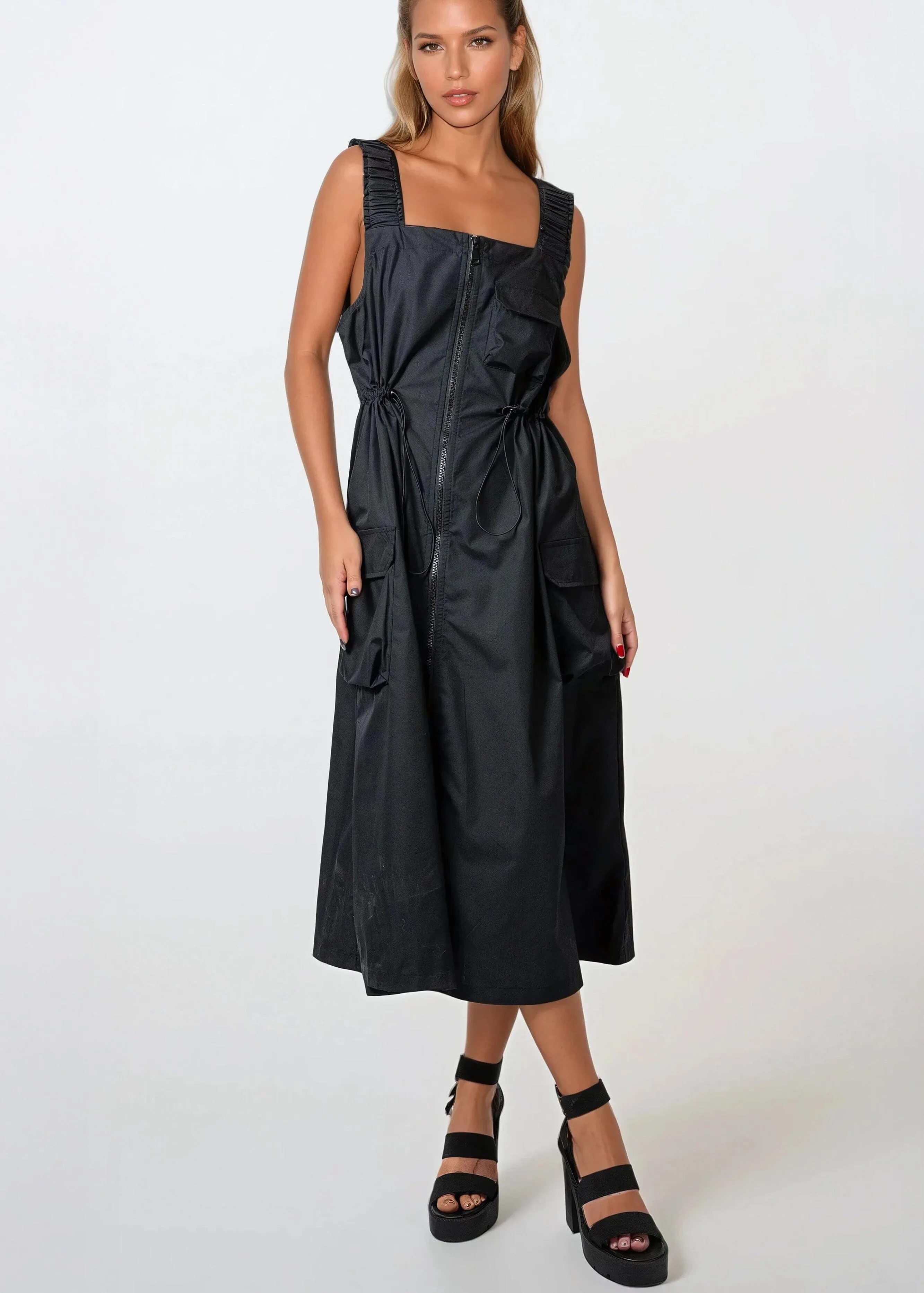 Cargo Core Zip Overall Dress