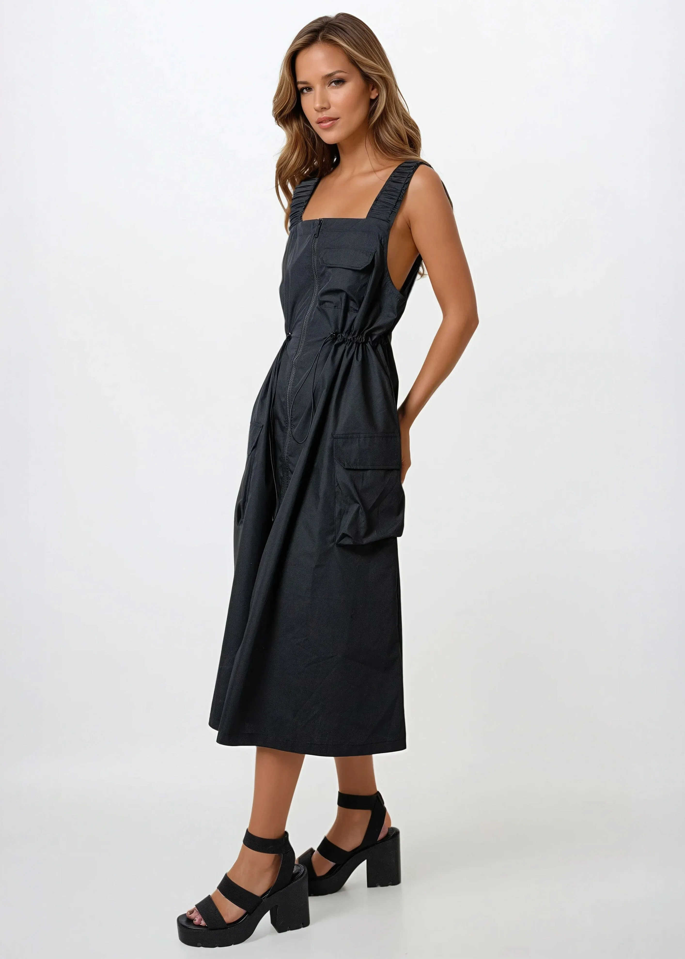 Cargo Core Zip Overall Dress