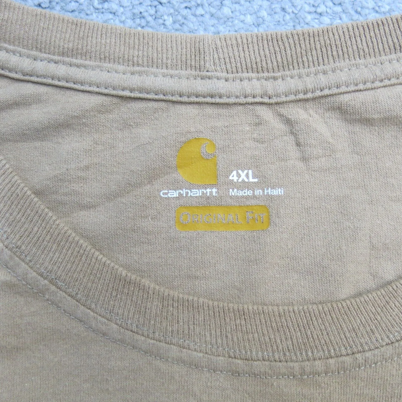 Carhartt Shirt Mens 4XL Khaki Crew Neck Short Sleeve Original Fit Lightweight