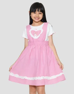 Character Kombinasi Midi Dress Overall Anak Perempuan