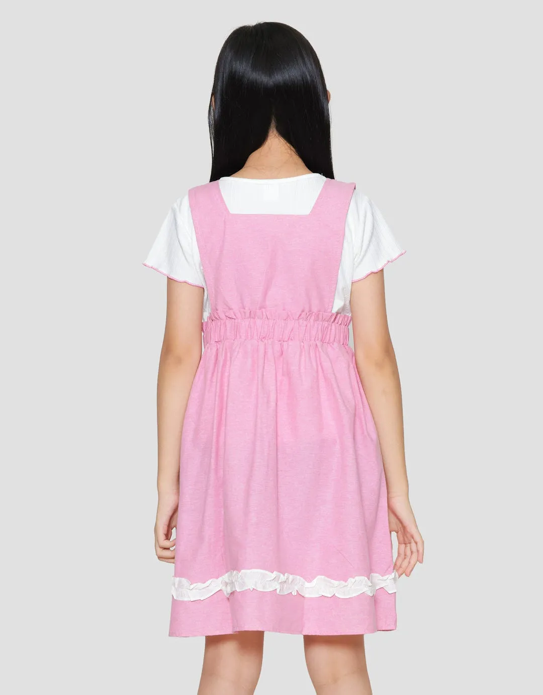 Character Kombinasi Midi Dress Overall Anak Perempuan