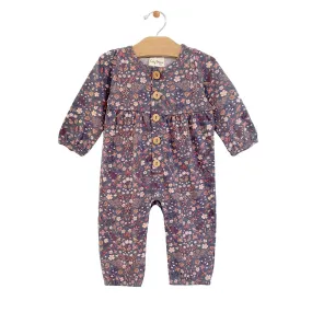 City Mouse Jersey Button Gathered Romper - Multi Floral