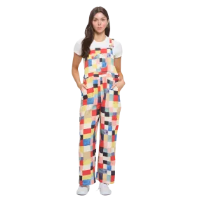 Colorful Check Square Print Overall