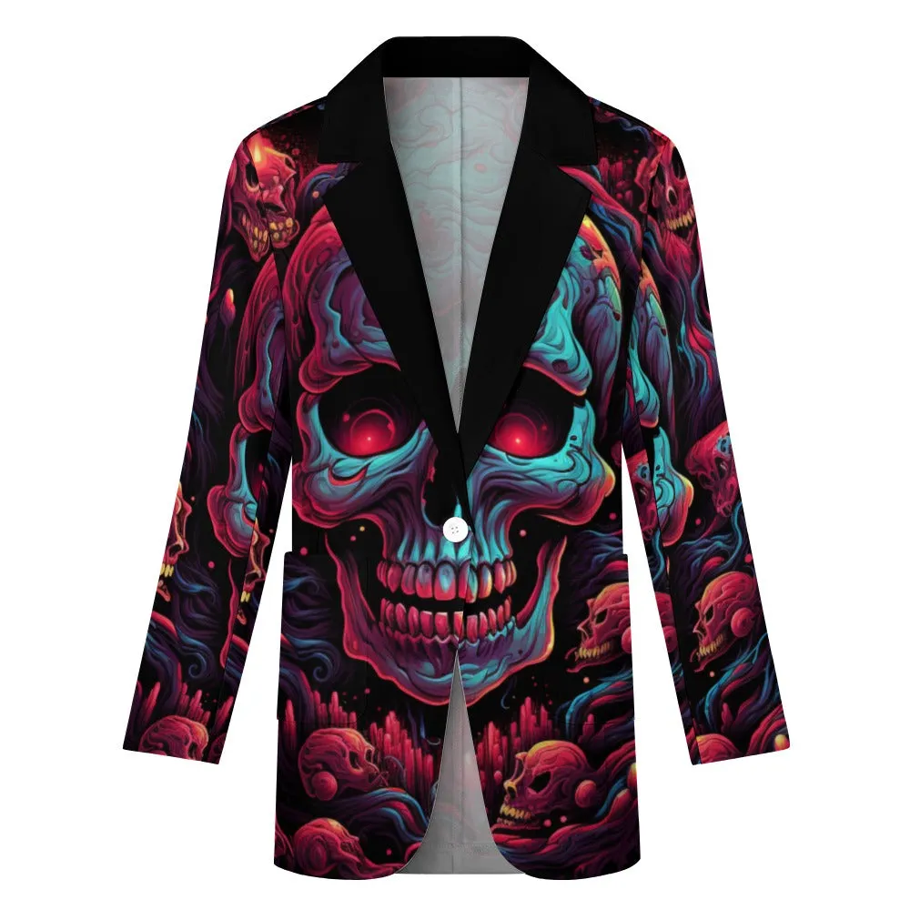 Colorful Skull Design Casual Suit Jacket