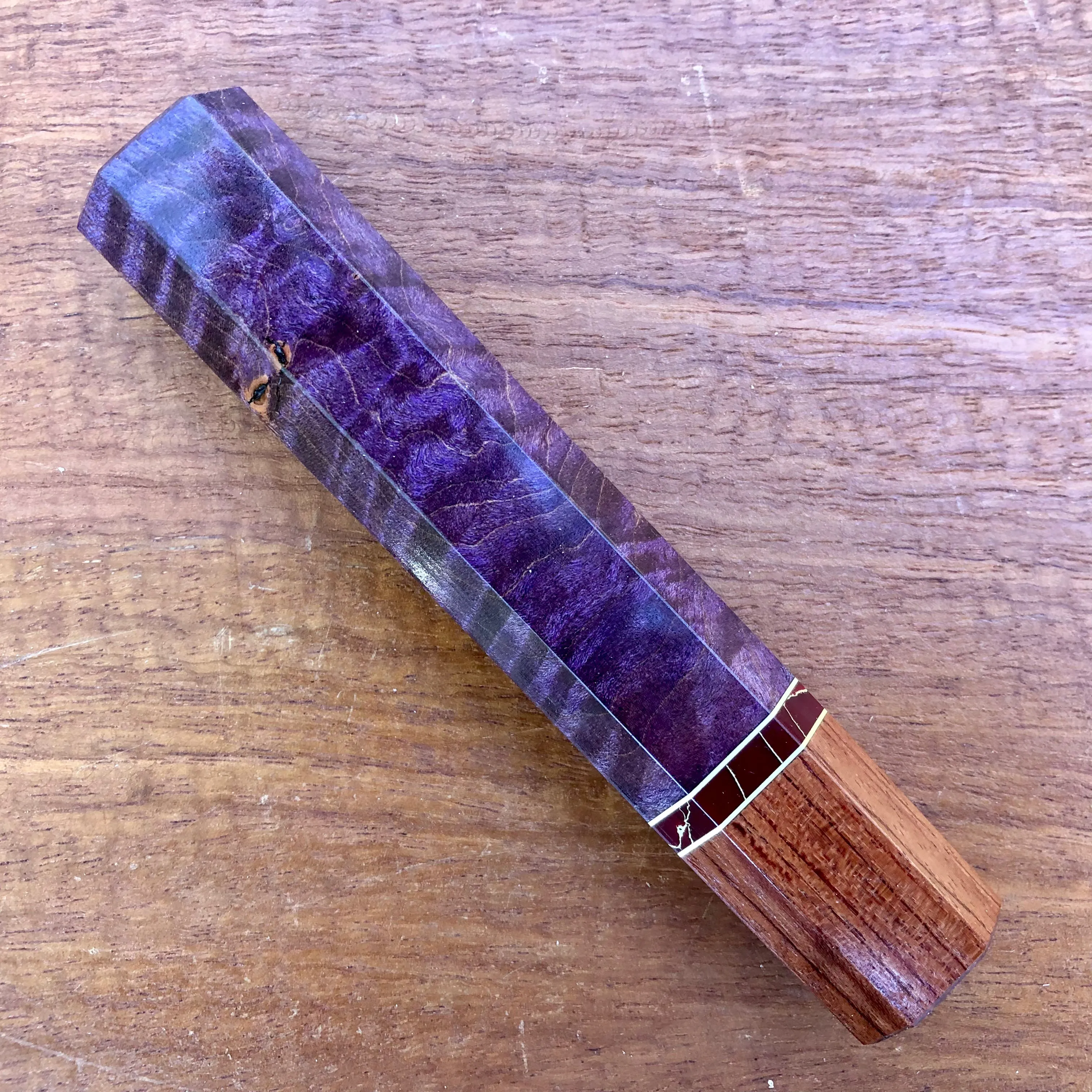 Custom Japanese Knife handle (wa handle)  for 240mm - Dyed quilted maple and bubinga