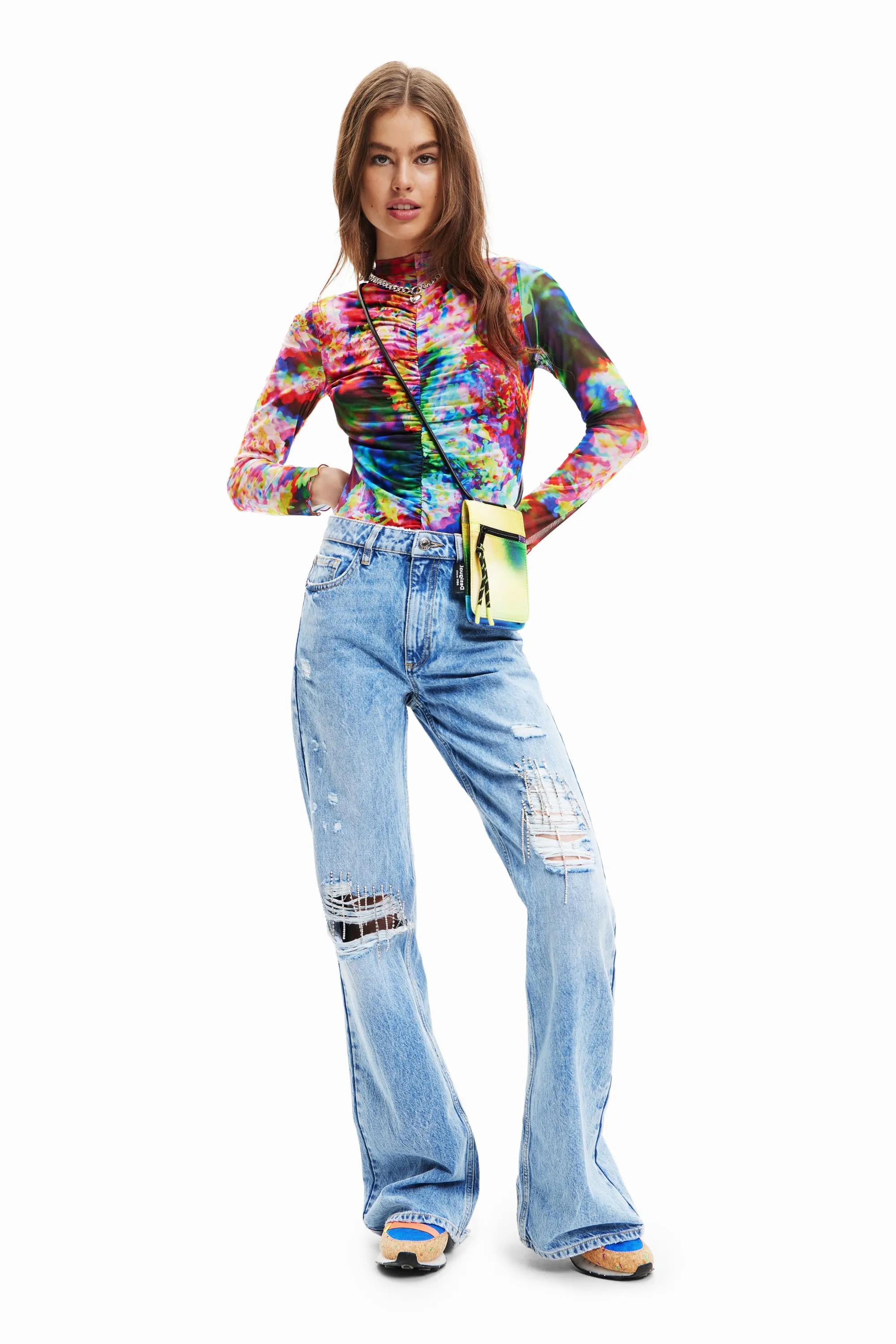 Desigual Dana Psychadelic Print Tulle Bodysuit 23SWQK27