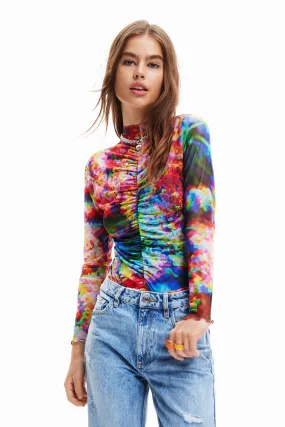 Desigual Dana Psychadelic Print Tulle Bodysuit 23SWQK27