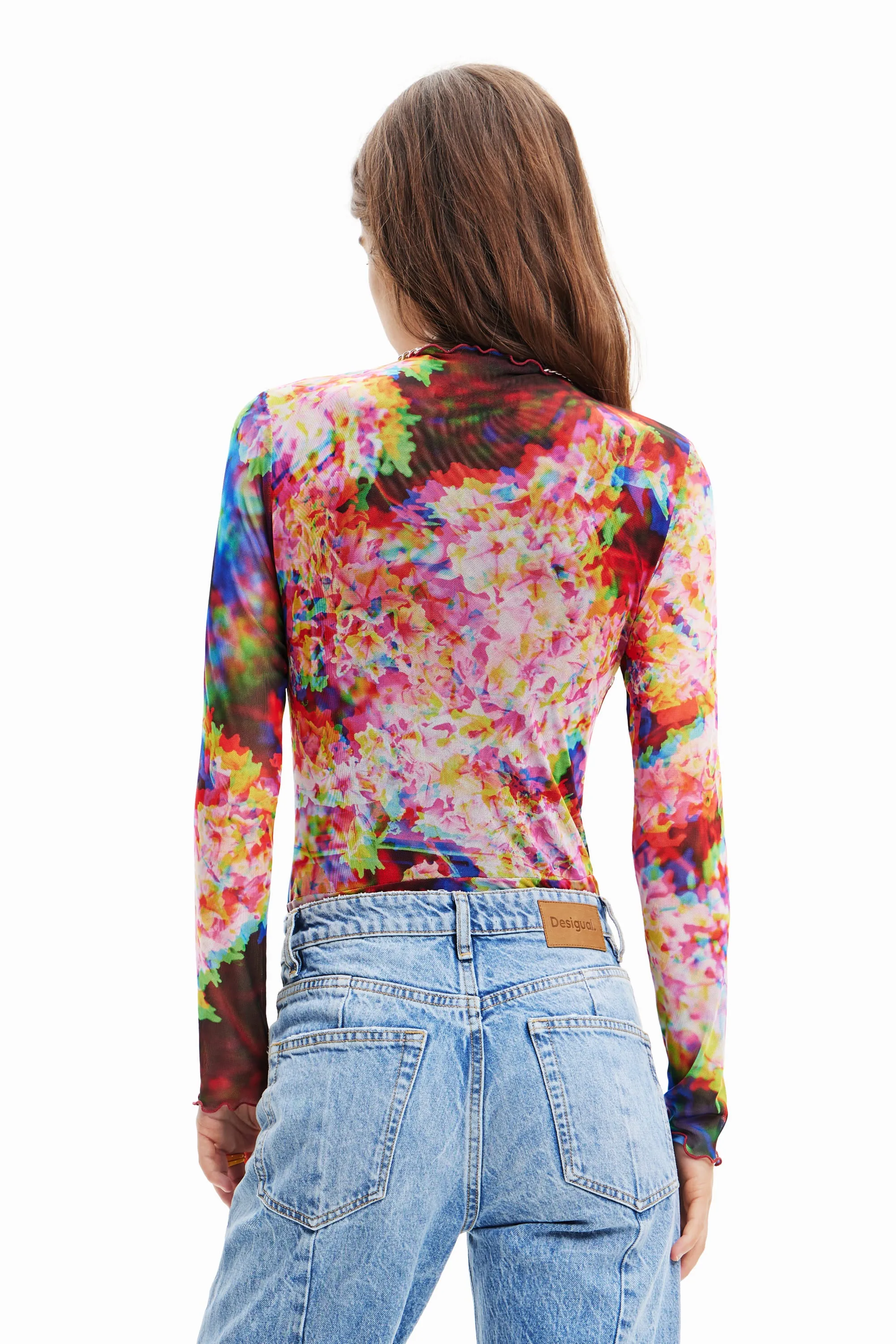 Desigual Dana Psychadelic Print Tulle Bodysuit 23SWQK27