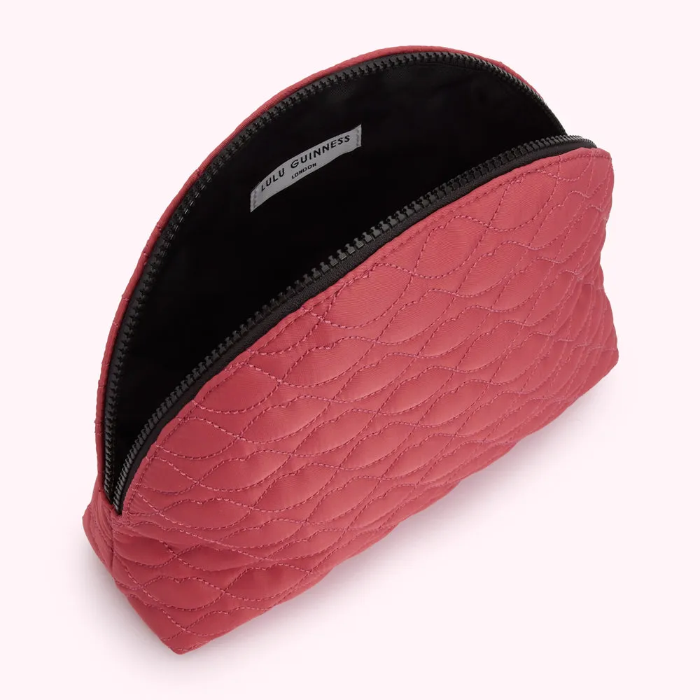 DUSTY PINK QUILTED LIPS CRESCENT WASH BAG