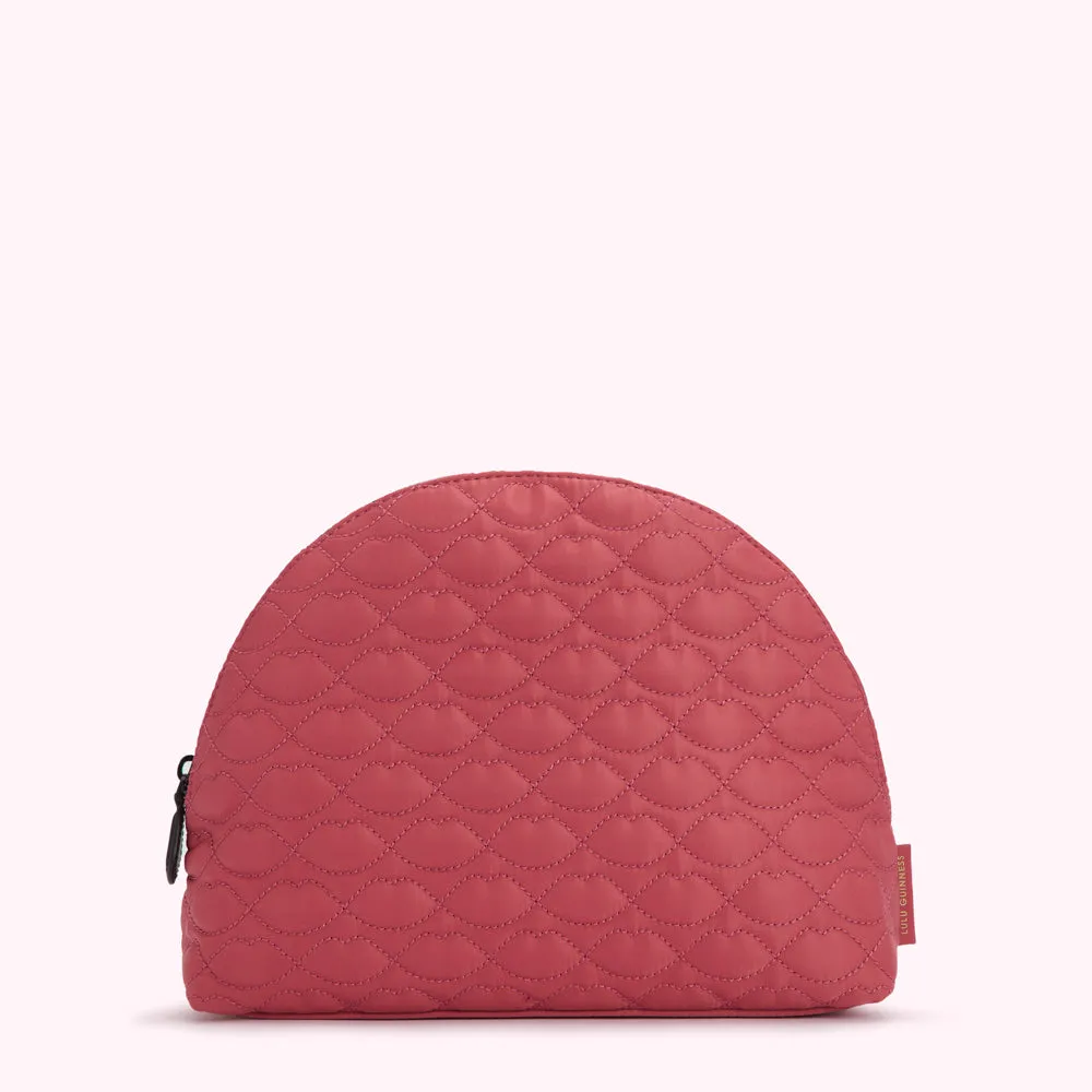 DUSTY PINK QUILTED LIPS CRESCENT WASH BAG