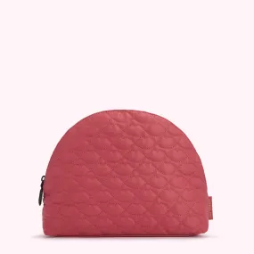 DUSTY PINK QUILTED LIPS CRESCENT WASH BAG
