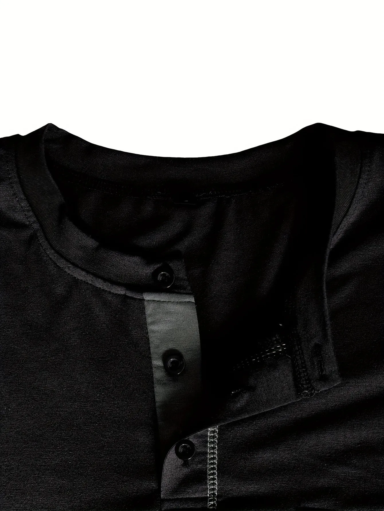EchtMan - Heren Lange Mouw Henley Shirt met Borstzak en Contrasterende Stiksels