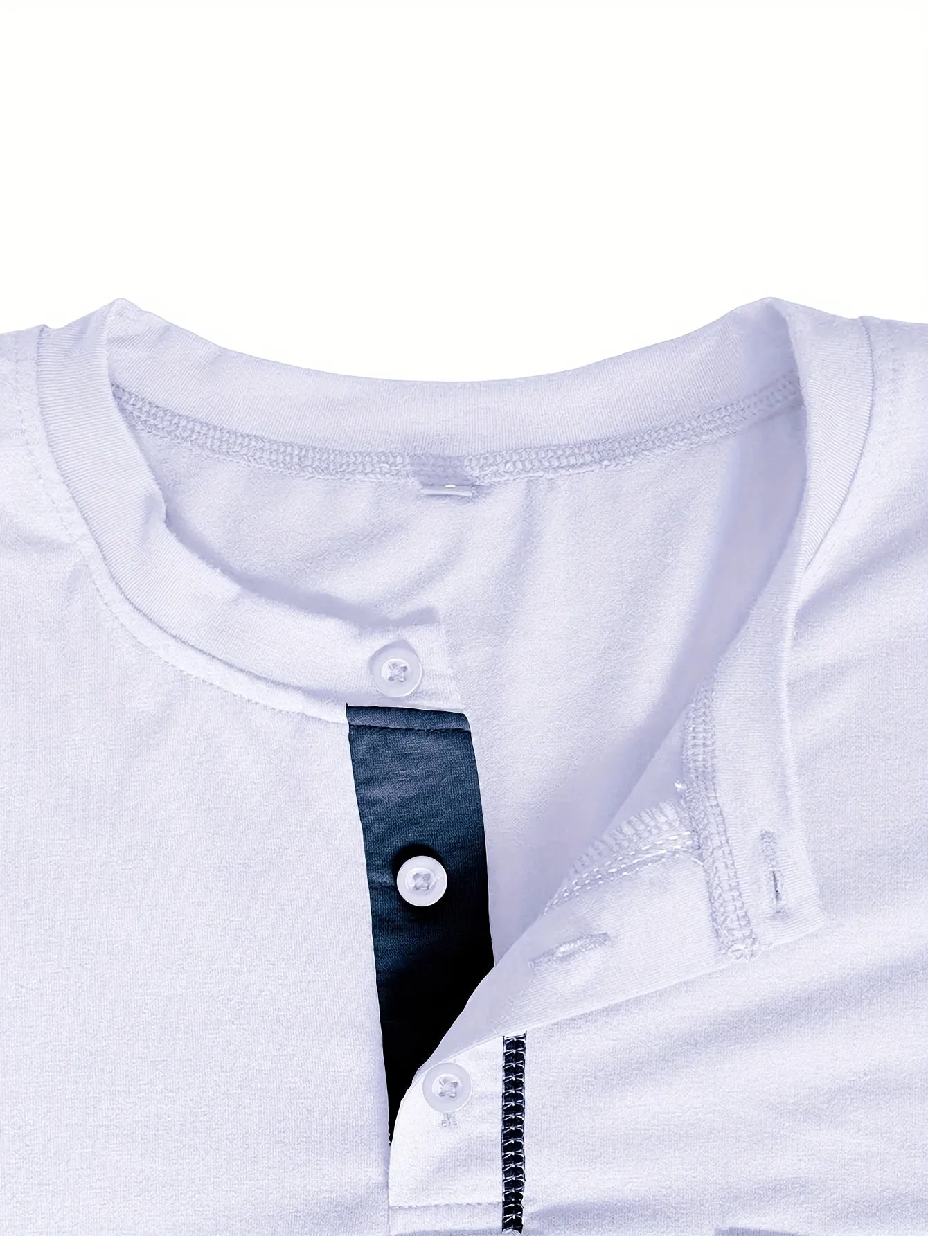 EchtMan - Heren Lange Mouw Henley Shirt met Borstzak en Contrasterende Stiksels