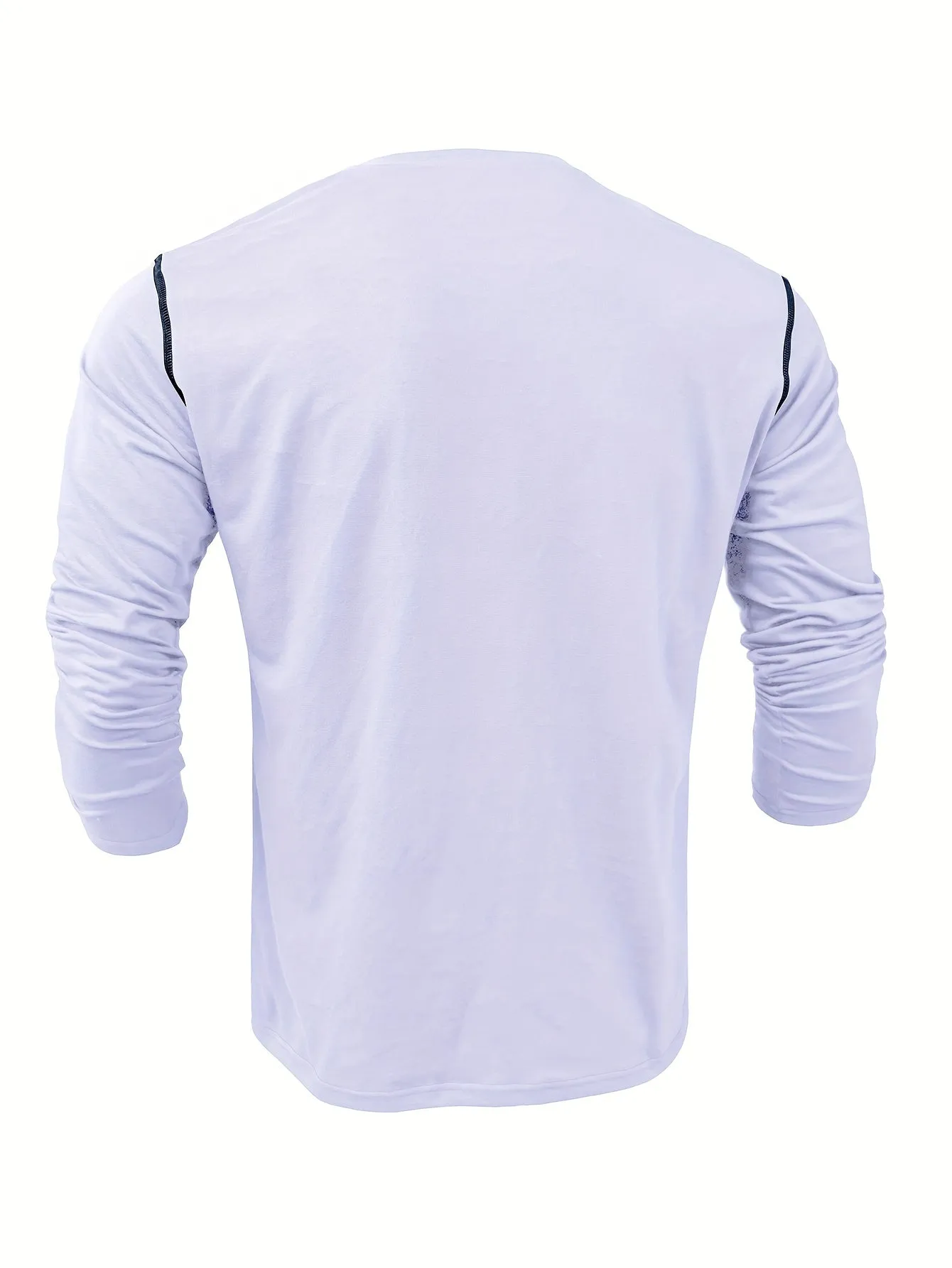 EchtMan - Heren Lange Mouw Henley Shirt met Borstzak en Contrasterende Stiksels