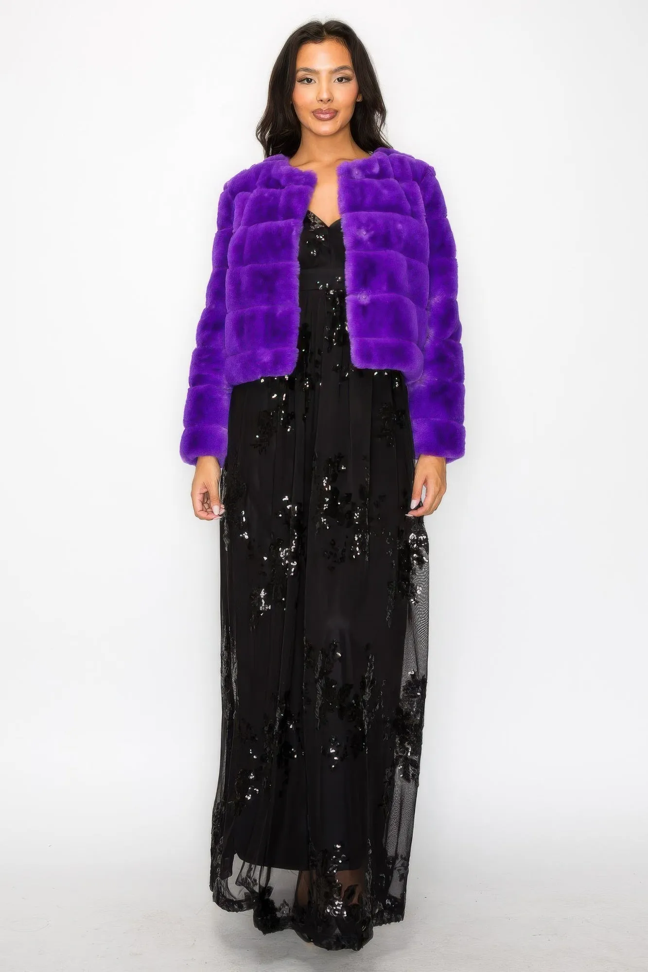 Faux Fur Buttoned Quilted Jacket