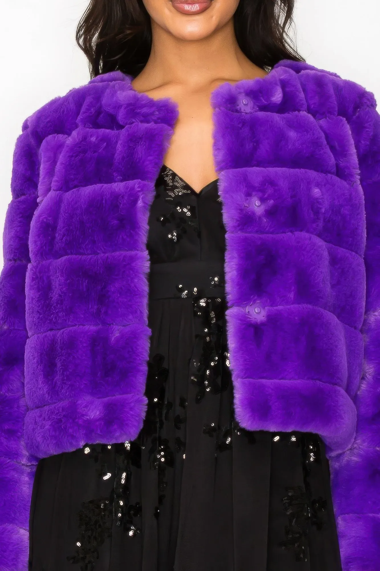 Faux Fur Buttoned Quilted Jacket