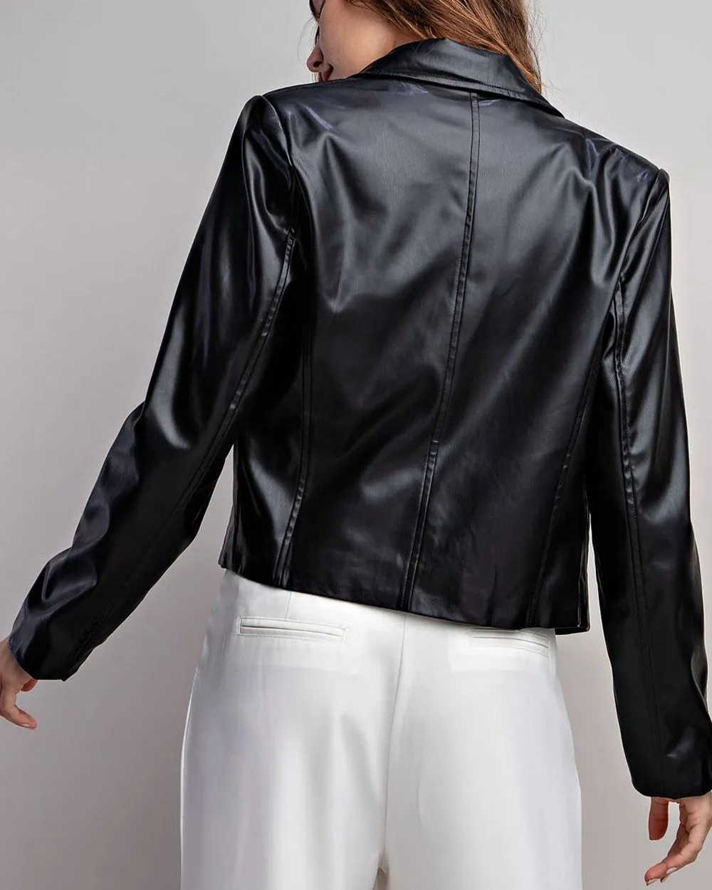 Faux Leather Crop Moto Jacket - Black - FINAL SALE