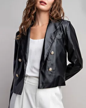 Faux Leather Crop Moto Jacket - Black - FINAL SALE