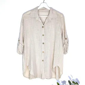 Flattering light weight cotton shirt with coco buttons (M-L)