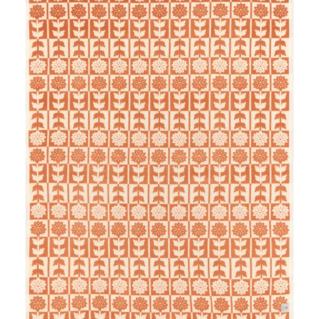 Floral Quilt Rust Blanket