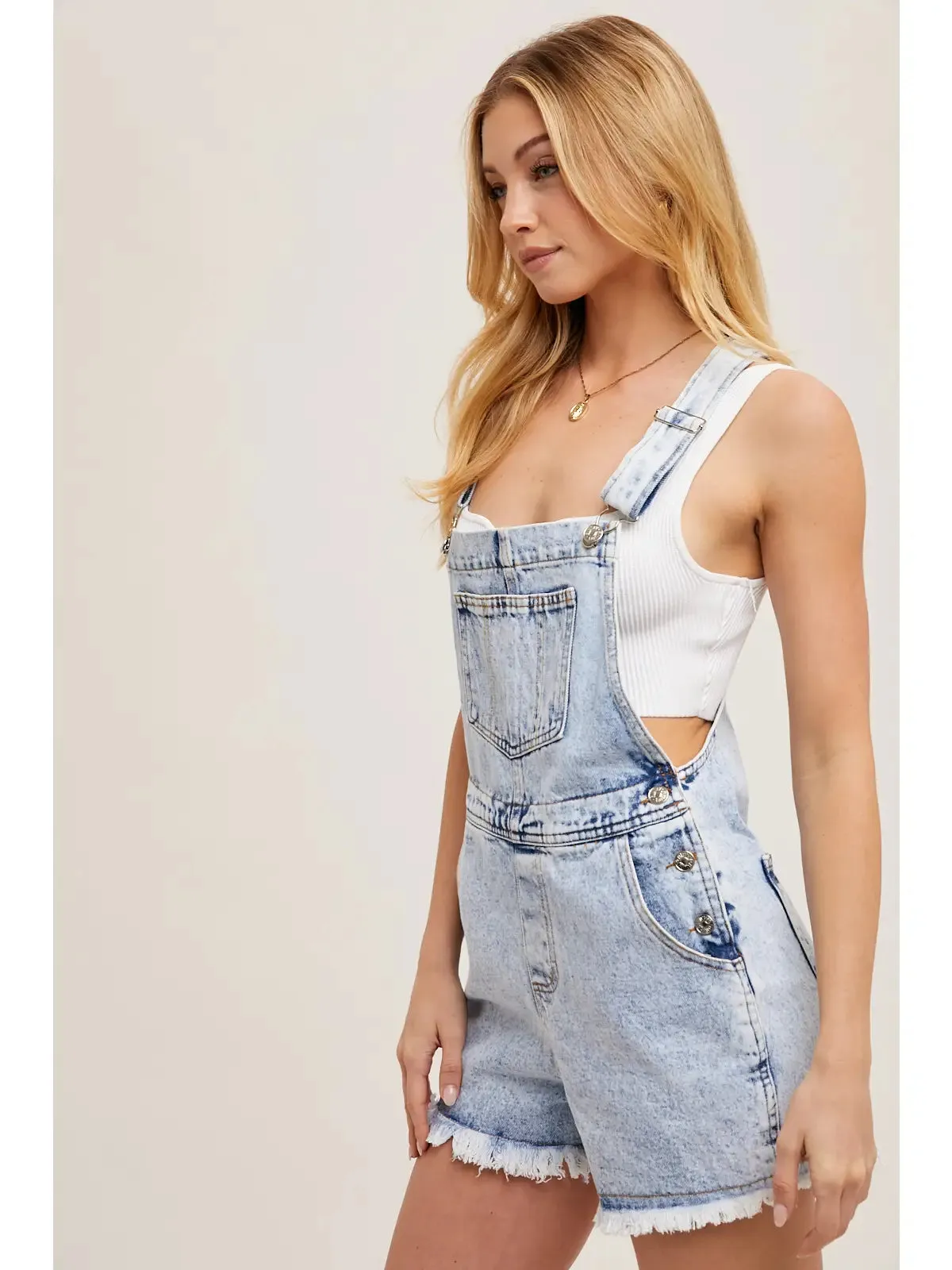 Frieda Fringe Overall Denim Short